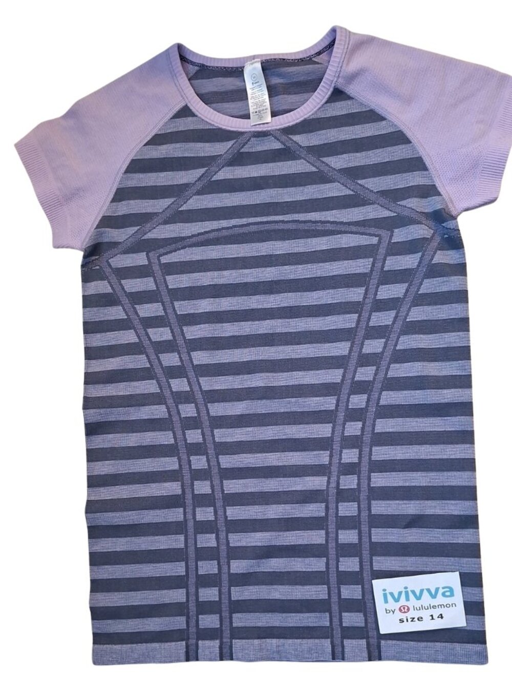 Ivivva Girl by Lululemon 🍋 Fly Tech t-shirt short sleeve purple grey size 14